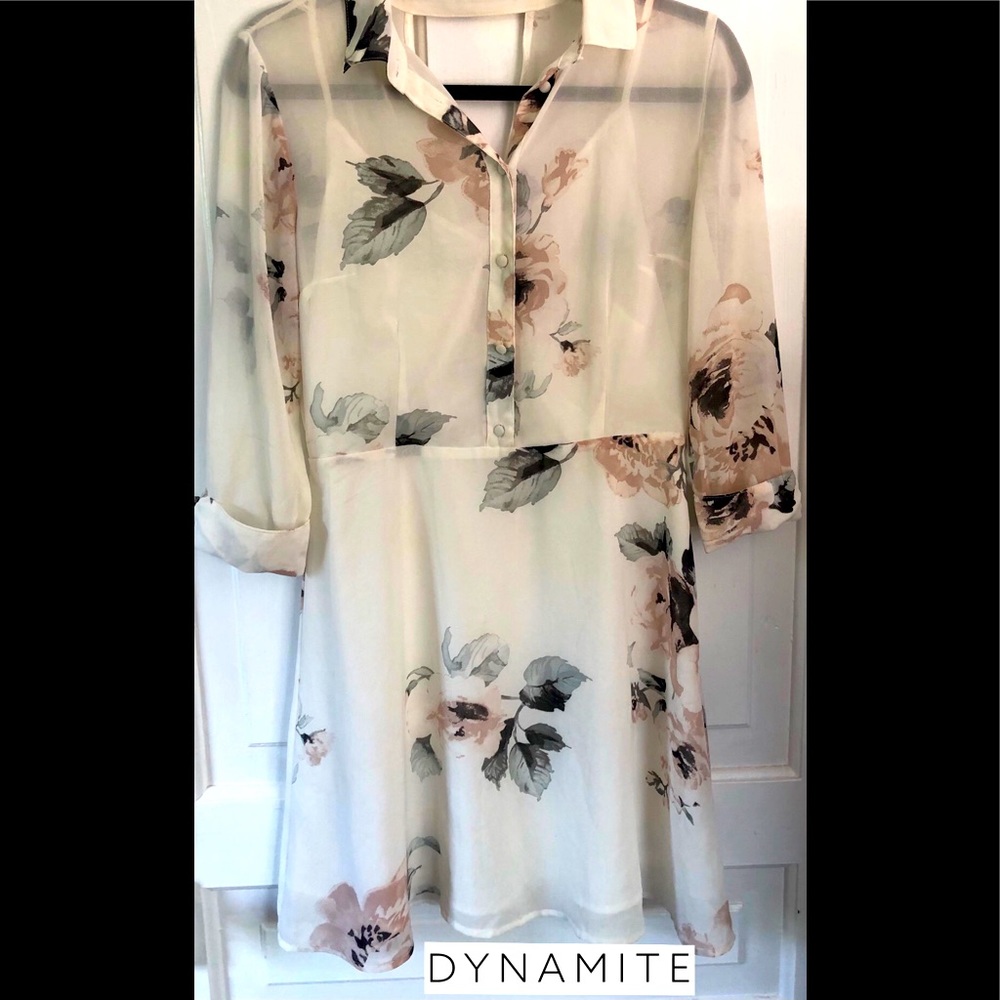 White Floral Dynamite Dress
